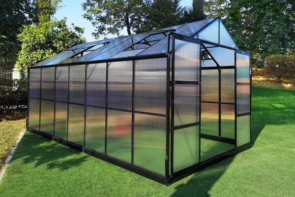 OUTFLEXX Gewächshaus, Schwarz, Alu/Polycarbonat, 433x250x228cm, Pulverbeschichtet 2 OUTFLEXX Gewächshaus, Schwarz, Alu/Polycarbonat, 433x250x228cm, Pulverbeschichtet – Bild 2