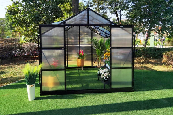 OUTFLEXX Gewächshaus, Schwarz, Alu/Polycarbonat, 433x250x228cm, Pulverbeschichtet 4 OUTFLEXX Gewächshaus, Schwarz, Alu/Polycarbonat, 433x250x228cm, Pulverbeschichtet – Bild 4