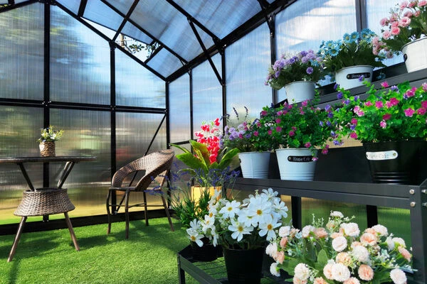 OUTFLEXX Gewächshaus, Schwarz, Alu/Polycarbonat, 433x250x228cm, Pulverbeschichtet 8 OUTFLEXX Gewächshaus, Schwarz, Alu/Polycarbonat, 433x250x228cm, Pulverbeschichtet – Bild 8