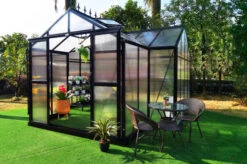 OUTFLEXX Gewächshaus, Schwarz, Alu/Polycarbonat, 381x377x250cm, Pulverbeschichtet