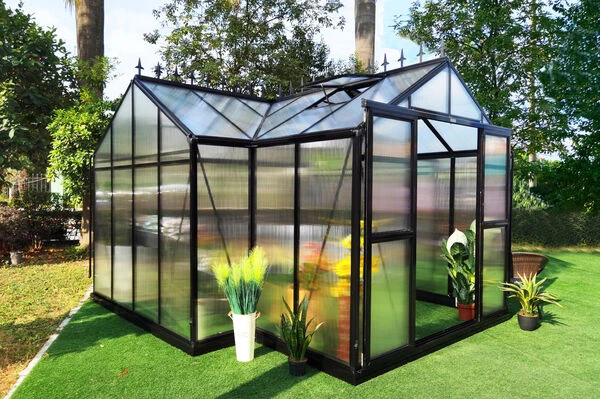 OUTFLEXX Gewächshaus, Schwarz, Alu/Polycarbonat, 381x377x250cm, Pulverbeschichtet 2 OUTFLEXX Gewächshaus, Schwarz, Alu/Polycarbonat, 381x377x250cm, Pulverbeschichtet – Bild 2