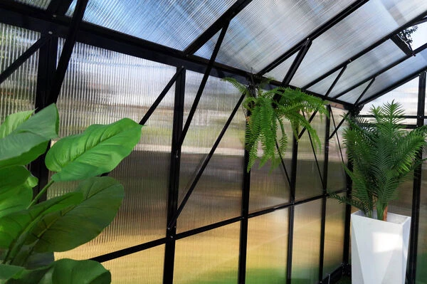 OUTFLEXX Gewächshaus, Schwarz, Alu/Polycarbonat, 381x377x250cm, Pulverbeschichtet 6 OUTFLEXX Gewächshaus, Schwarz, Alu/Polycarbonat, 381x377x250cm, Pulverbeschichtet – Bild 6