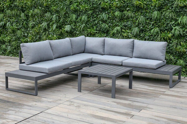 OUTFLEXX Loungemöbel, Anthrazit/grau, Alu/Olefin, 5 Personen, Loungetisch 73x73 Cm 2 OUTFLEXX Loungemöbel, Anthrazit/grau, Alu/Olefin, 5 Personen, Loungetisch 73x73 Cm – Bild 2