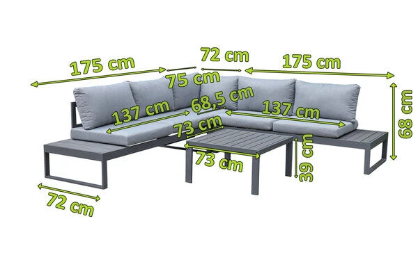 OUTFLEXX Loungemöbel, Anthrazit/grau, Alu/Olefin, 5 Personen, Loungetisch 73x73 Cm 5 OUTFLEXX Loungemöbel, Anthrazit/grau, Alu/Olefin, 5 Personen, Loungetisch 73x73 Cm – Bild 5