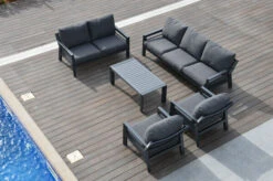 OUTFLEXX Loungemöbel, Anthrazit, Alu/Olefin, 7 Personen, Loungetisch 120x60 Cm