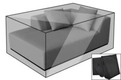 OUTFLEXX Premium Abdeckhaube Für Lounge , Schwarz, Z.B. 21826 / 21827, 185 X 130 X 60 Cm, Wasserbeständig, Integriertes Zugband