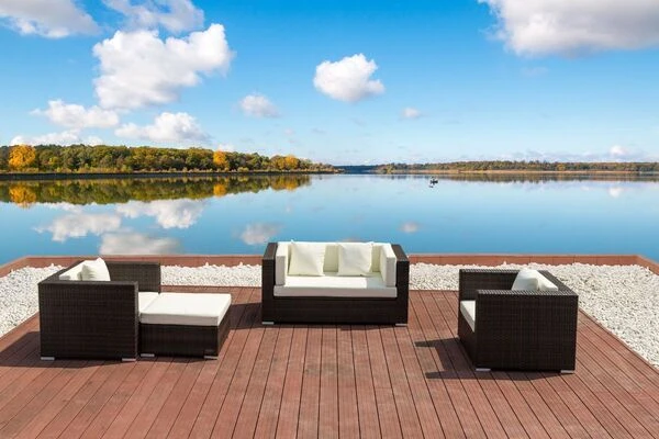 OUTFLEXX Loungemöbel-Set, Polyrattan, Braun Marmoriert, 5 Pers, Wasserfeste Kissenbox 2 OUTFLEXX Loungemöbel-Set, Polyrattan, Braun Marmoriert, 5 Pers, Wasserfeste Kissenbox – Bild 2