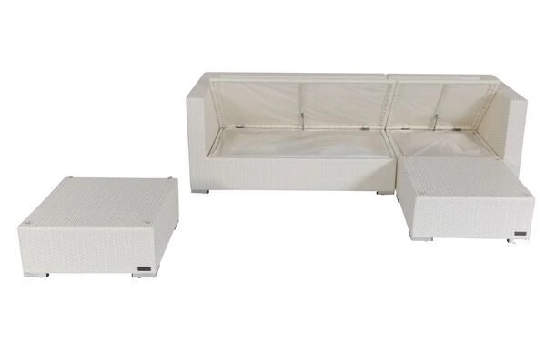 OUTFLEXX Loungemöbel-Set, Weiß, Polyrattan, 5 Personen, Wasserfeste Kissenbox 2 OUTFLEXX Loungemöbel-Set, Weiß, Polyrattan, 5 Personen, Wasserfeste Kissenbox – Bild 2