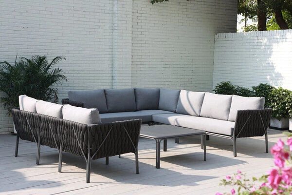 OUTFLEXX Mermaid Lounge-Set, Anthrazit, Alu/XL Rope, 6-teilig, Inkl. Sitz- Und Rückenkissen, Tisch 95 X 95 X 42 Cm 2 OUTFLEXX Mermaid Lounge-Set, Anthrazit, Alu/XL Rope, 6-teilig, Inkl. Sitz- Und Rückenkissen, Tisch 95 X 95 X 42 Cm – Bild 2