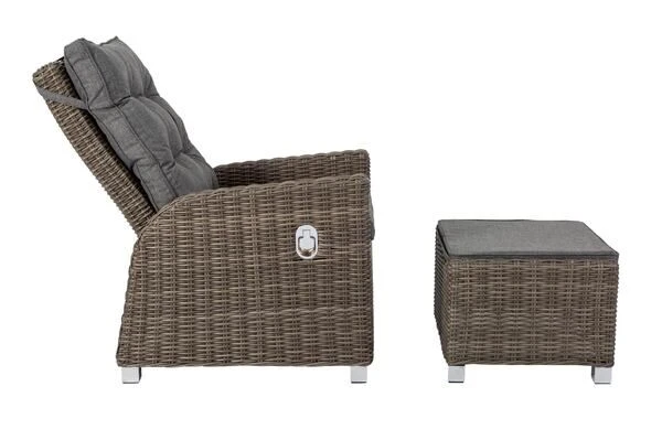 OUTFLEXX Dining Sessel, Grau, Polyrattan, 74 X 83 X 110 Cm, Stufenlos Verstellbar, Inkl. Hocker 3 OUTFLEXX Dining Sessel, Grau, Polyrattan, 74 X 83 X 110 Cm, Stufenlos Verstellbar, Inkl. Hocker – Bild 3