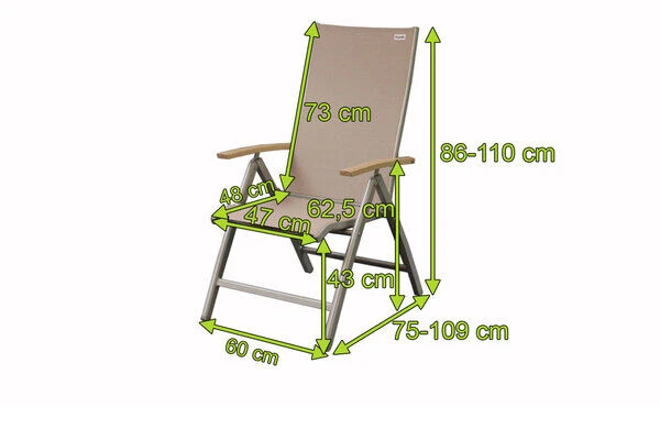 DOPPLER Expert Multipositionssessel, Silber/beige, Alu/Textilene, 75x60x110 Cm, Klappbar 2 DOPPLER Expert Multipositionssessel, Silber/beige, Alu/Textilene, 75x60x110 Cm, Klappbar – Bild 2