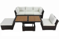OUTFLEXX Loungemöbel-Set, Braun Marmoriert, Polyrattan, Inkl. Loungetisch, Für 5 Personen, Wasserfeste Kissenbox -Aerocove Gartenlounge Geschaft 2 7759 BOX D.jpg