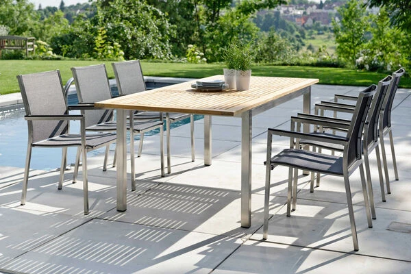 STERN Polaris Stapelsessel, Silbergrau/schwarz, Edelstahl/Textil, 61 X 54 X 89 Cm, Alu Armlehnen 3 STERN Polaris Stapelsessel, Silbergrau/schwarz, Edelstahl/Textil, 61 X 54 X 89 Cm, Alu Armlehnen – Bild 3