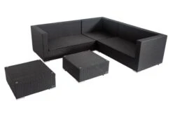 OUTFLEXX Loungemöbel-Set, Schwarz, Polyrattan, 6 Personen, Wasserfeste Kissenbox, Inkl. Kaffeetisch 13 OUTFLEXX Loungemöbel-Set, Schwarz, Polyrattan, 6 Personen, Wasserfeste Kissenbox, Inkl. Kaffeetisch -Aerocove Gartenlounge Geschaft 3 18229 BOX B.jpg