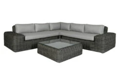 OUTFLEXX Ecklounge, Two Tone Grey, Polyrattan, 6 Personen, Inkl. Tisch/Hocker 90 X 90 Cm Und Polster In Grau -Aerocove Gartenlounge Geschaft 3 20907.jpg
