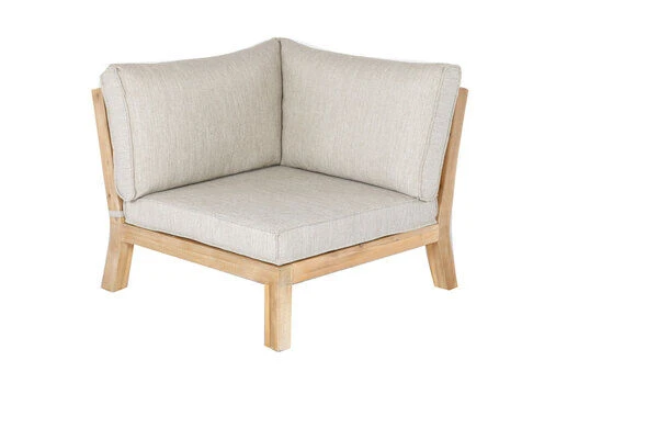 OUTFLEXX Ecklounge, Akazie, 5 Personen, Inkl. Tisch ø 80 Cm Und Polster Aus Olefin In Hellbraun 3 OUTFLEXX Ecklounge, Akazie, 5 Personen, Inkl. Tisch ø 80 Cm Und Polster Aus Olefin In Hellbraun – Bild 3