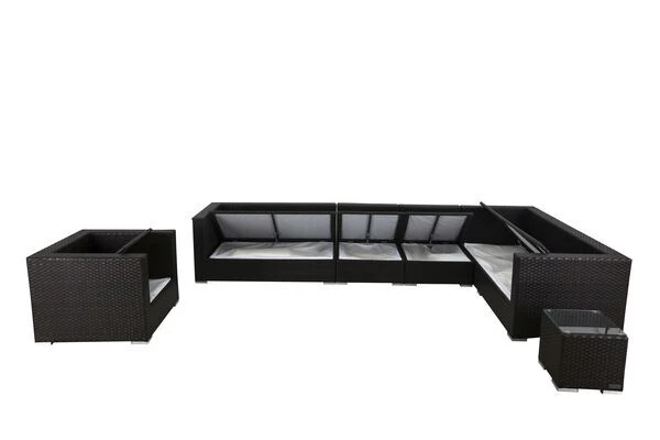 OUTFLEXX Loungemöbel-Set, Braun, Polyrattan, Für 8 Personen, Wasserfeste Kissenbox 4 OUTFLEXX Loungemöbel-Set, Braun, Polyrattan, Für 8 Personen, Wasserfeste Kissenbox – Bild 4