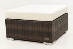 OUTFLEXX Beistelltisch/Hocker, Braun Marmoriert, Polyrattan, 70x70x30cm, Inkl. Glasplatte Und Polster -Aerocove Gartenlounge Geschaft 4 15734 8.jpg