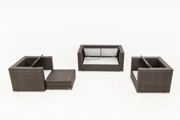 OUTFLEXX Loungemöbel-Set, Polyrattan, Braun Marmoriert, 5 Pers, Wasserfeste Kissenbox 4 OUTFLEXX Loungemöbel-Set, Polyrattan, Braun Marmoriert, 5 Pers, Wasserfeste Kissenbox – Bild 4