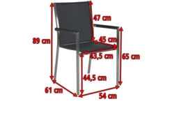 STERN Polaris Stapelsessel, Silbergrau/schwarz, Edelstahl/Textil, 61 X 54 X 89 Cm, Alu Armlehnen 7 STERN Polaris Stapelsessel, Silbergrau/schwarz, Edelstahl/Textil, 61 X 54 X 89 Cm, Alu Armlehnen -Aerocove Gartenlounge Geschaft 4 16499.jpg