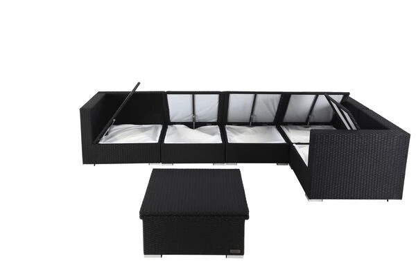 OUTFLEXX Loungemöbel-Set Polyrattan, Schwarz, Für 5 Personen, Inkl. Loungetisch, Wasserfeste Kissenbox 4 OUTFLEXX Loungemöbel-Set Polyrattan, Schwarz, Für 5 Personen, Inkl. Loungetisch, Wasserfeste Kissenbox – Bild 4