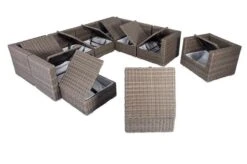 OUTFLEXX Loungemöbel-Set, Grau, Polyrattan, 10 Personen, Mit Sessel, Verstellbare Sitzflächen, Wasserfeste Kissenbox -Aerocove Gartenlounge Geschaft 4 18366 BOX.jpg