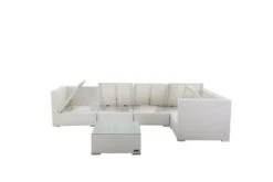 OUTFLEXX Loungemöbel Polyrattan, Weiß, Für 5 Personen, Inkl. Kaffeetisch, Wasserfeste Kissenbox -Aerocove Gartenlounge Geschaft 4 7175 BOX B.jpg