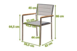 OUTFLEXX Stuhl, Silber, Edelstahl/Textilene, Padded, Armlehnen Aus FSC-Teakholz, 62x56,5x86cm 11 OUTFLEXX Stuhl, Silber, Edelstahl/Textilene, Padded, Armlehnen Aus FSC-Teakholz, 62x56,5x86cm -Aerocove Gartenlounge Geschaft 5 13515.jpg