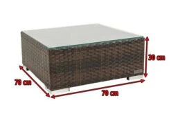 OUTFLEXX Beistelltisch/Hocker, Braun Marmoriert, Polyrattan, 70x70x30cm, Inkl. Glasplatte Und Polster -Aerocove Gartenlounge Geschaft 5 15734 8.jpg