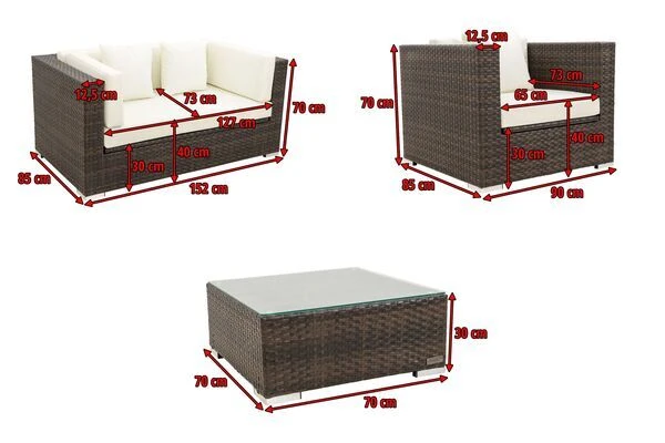 OUTFLEXX Loungemöbel-Set, Polyrattan, Braun Marmoriert, 5 Pers, Wasserfeste Kissenbox 5 OUTFLEXX Loungemöbel-Set, Polyrattan, Braun Marmoriert, 5 Pers, Wasserfeste Kissenbox – Bild 5