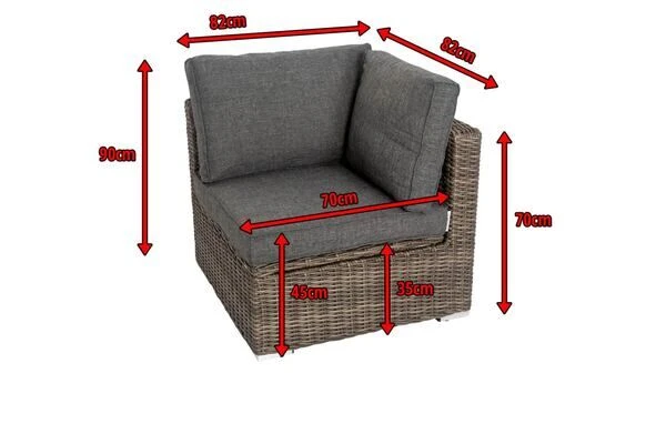 OUTFLEXX Eckelement Links, Grau, Polyrattan, 82 X 82 X 70 Cm, Verstellbare Sitzfläche, Wasserfeste Kissenbox 5 OUTFLEXX Eckelement Links, Grau, Polyrattan, 82 X 82 X 70 Cm, Verstellbare Sitzfläche, Wasserfeste Kissenbox – Bild 5