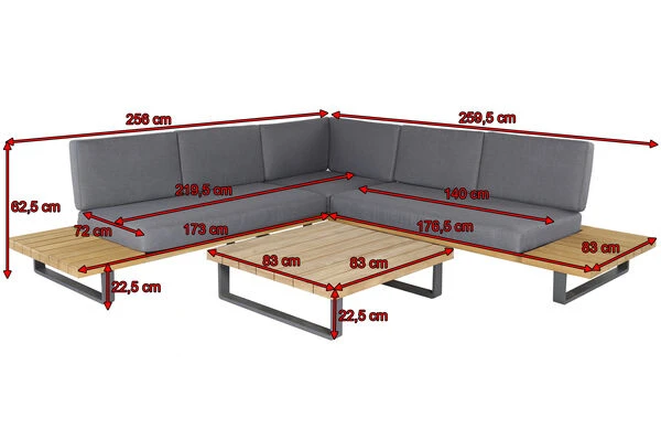 OUTFLEXX Ecklounge, Teakoptik/anthrazit, Aluminium/Akazie, Für 5 Personen, Inkl. Polster 5 OUTFLEXX Ecklounge, Teakoptik/anthrazit, Aluminium/Akazie, Für 5 Personen, Inkl. Polster – Bild 5