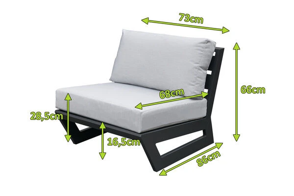OUTFLEXX Loungesessel, Anthrazit / Creamy White, Aluminium / Polyester, 73x86x66 Cm, Inkl. Polster 5 OUTFLEXX Loungesessel, Anthrazit / Creamy White, Aluminium / Polyester, 73x86x66 Cm, Inkl. Polster – Bild 5