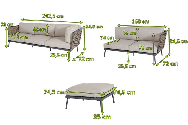 OUTFLEXX Ecklounge, Natural Brown, Polyrattan, 6 Personen, Inkl. Polster In Sandfarbe 5 OUTFLEXX Ecklounge, Natural Brown, Polyrattan, 6 Personen, Inkl. Polster In Sandfarbe – Bild 5