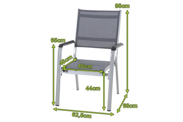 KETTLER Friends Stapelsessel, Silber/anthrazit, Alu/Textilene, 0310505-0000 5 KETTLER Friends Stapelsessel, Silber/anthrazit, Alu/Textilene, 0310505-0000 – Bild 5