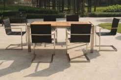 OUTFLEXX Freischwinger, Schwarz, Edelstahl/Textilene, Padded, Armlehnen Aus FSC-Teakholz -Aerocove Gartenlounge Geschaft 6 13488.jpg