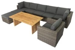 OUTFLEXX Loungegarnitur, Polyrattan/Teakholz, Tisch 160x90cm, Für 8 Personen, Wasserfeste Kissenbox -Aerocove Gartenlounge Geschaft 6 19396.jpg