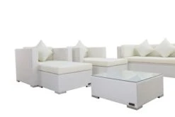 OUTFLEXX Loungemöbel-Set, Weiß, Polyrattan, Für 9 Personen, Inkl. Kaffeetisch, Wasserfeste Kissenbox -Aerocove Gartenlounge Geschaft 6 7173 BOX B.jpg
