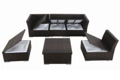 OUTFLEXX Loungemöbel-Set, Braun Marmoriert, Polyrattan, Inkl. Loungetisch, Für 5 Personen, Wasserfeste Kissenbox -Aerocove Gartenlounge Geschaft 6 7759 BOX D.jpg