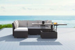 OUTFLEXX Loungemöbel-Set, Braun Marmoriert, Polyrattan, Inkl. Loungetisch, Für 5 Personen, Wasserfeste Kissenbox -Aerocove Gartenlounge Geschaft 7759 BOX D 2 CGI.jpg