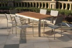 OUTFLEXX Stuhl, Silber, Edelstahl/Textilene, Padded, Armlehnen Aus FSC-Teakholz, 62x56,5x86cm 13 OUTFLEXX Stuhl, Silber, Edelstahl/Textilene, Padded, Armlehnen Aus FSC-Teakholz, 62x56,5x86cm -Aerocove Gartenlounge Geschaft 7 13515.jpg