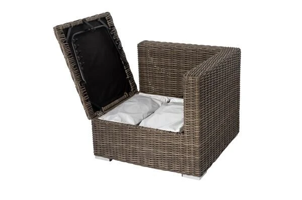 OUTFLEXX Eckelement Links, Grau, Polyrattan, 82 X 82 X 70 Cm, Verstellbare Sitzfläche, Wasserfeste Kissenbox 7 OUTFLEXX Eckelement Links, Grau, Polyrattan, 82 X 82 X 70 Cm, Verstellbare Sitzfläche, Wasserfeste Kissenbox – Bild 7