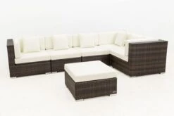 OUTFLEXX Loungemöbel-Set, 5 Pers, Braun Marmoriert, Polyrattan, Wasserfeste Kissenbox, Inkl. Beistelltisch -Aerocove Gartenlounge Geschaft 8 16064 BOX B.jpg