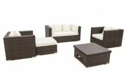 OUTFLEXX Loungemöbel-Set, Polyrattan, Braun Marmoriert, 5 Pers, Wasserfeste Kissenbox, Inkl. Loungetisch -Aerocove Gartenlounge Geschaft 8 16066 BOX D.jpg