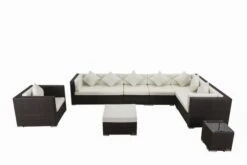 OUTFLEXX Loungemöbel-Set, Braun Marmoriert, Polyrattan, 8 Pers, Wasserfeste Kissenbox, Inkl. Beistelltisch -Aerocove Gartenlounge Geschaft 8 16067 BOX B.jpg