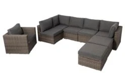 OUTFLEXX Loungegarnitur, Polyrattan/Teakholz, Tisch 160x90cm, Für 8 Personen, Wasserfeste Kissenbox -Aerocove Gartenlounge Geschaft 8 19396.jpg