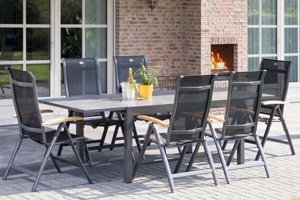 HARTMAN Alice Multipositionssessel, Xerix/schwarz, Alu/4x4 Textilen, Mit FSC Teak-Armlehnen 9 HARTMAN Alice Multipositionssessel, Xerix/schwarz, Alu/4x4 Textilen, Mit FSC Teak-Armlehnen – Bild 9