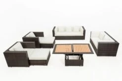 OUTFLEXX Loungemöbel-Set, Braun Marmoriert, Polyrattan, 9 Pers, Wasserfeste Kissenbox, Inkl. Loungetisch -Aerocove Gartenlounge Geschaft 9 16062 BOX D.jpg