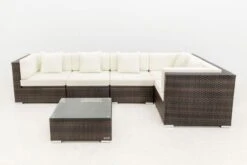OUTFLEXX Loungemöbel-Set, 5 Pers, Braun Marmoriert, Polyrattan, Wasserfeste Kissenbox, Inkl. Beistelltisch -Aerocove Gartenlounge Geschaft 9 16064 BOX B.jpg