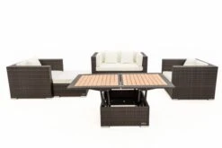 OUTFLEXX Loungemöbel-Set, Polyrattan, Braun Marmoriert, 5 Pers, Wasserfeste Kissenbox, Inkl. Loungetisch -Aerocove Gartenlounge Geschaft 9 16066 BOX D.jpg